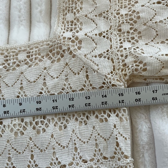 Bohemian Cream Lace Crochet Bell Sleeve Dress Womens S/M Cottagecore Romantic - Picture 10 of 12